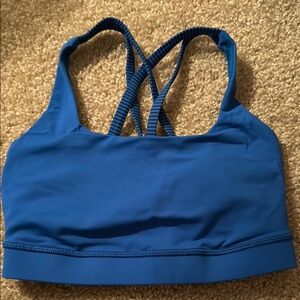 lululemon athletica Blue Energy Sports Bra with Criss-Cross Back and Wide Band